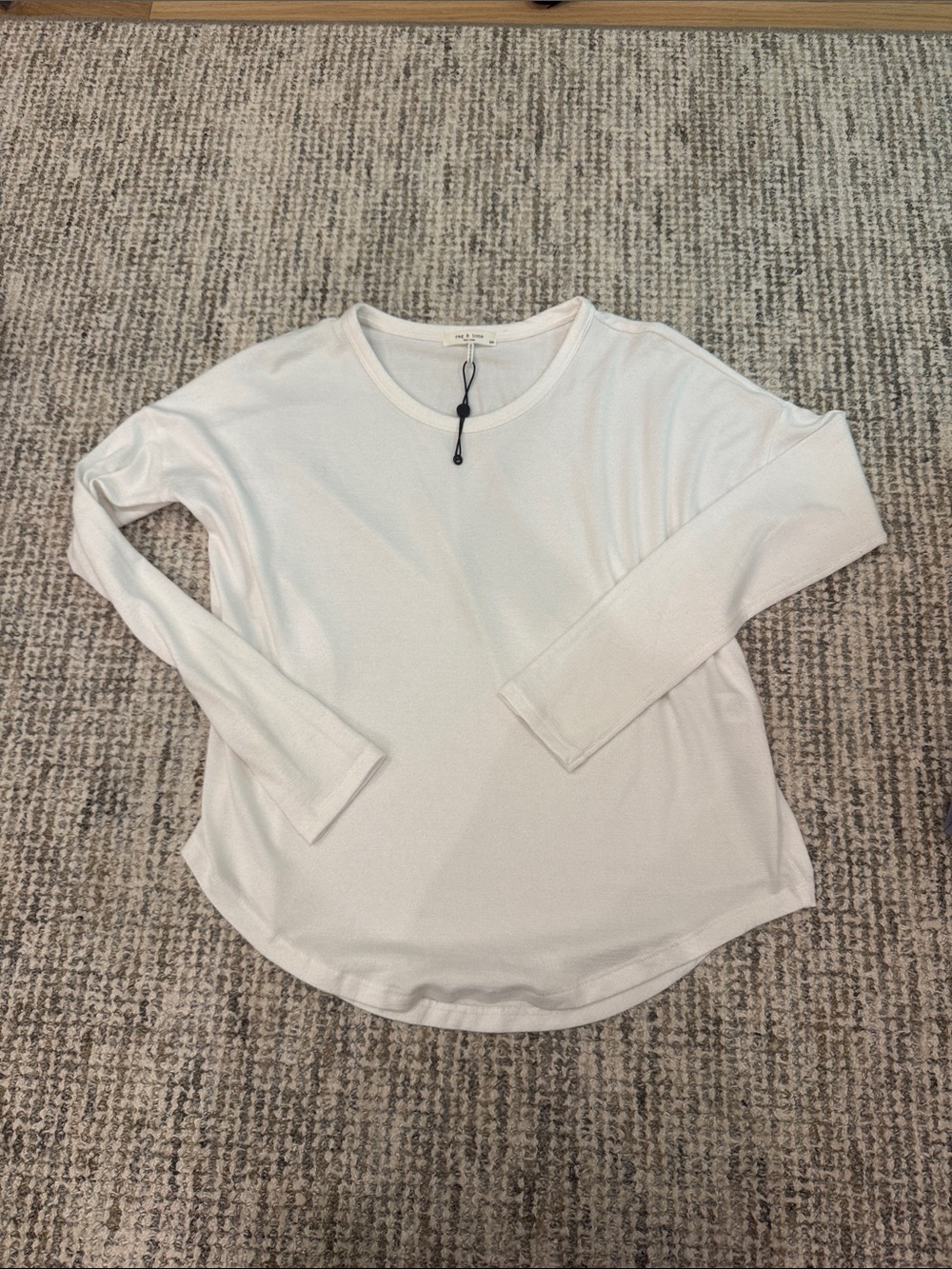 RAG AND BONE White Long-Sleeve Crewneck Tee - Picture 1 of 5